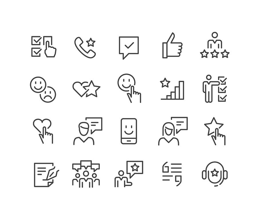 Testimonials and Feedback Icons - Classic Line Series Drawing by -victor-