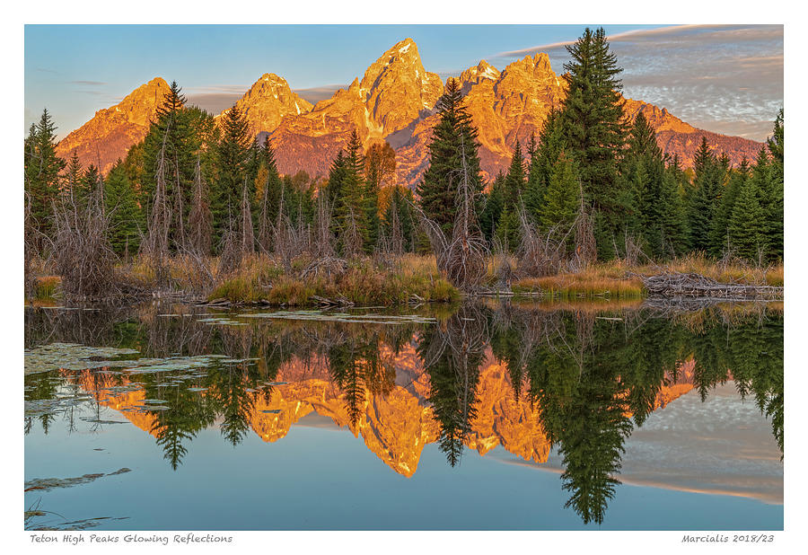 Teton High Peaks Glowing Reflections The Signature Series Photograph by Angelo Marcialis