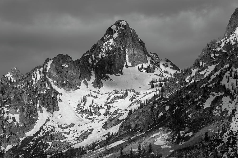 Teton Mountain Landscape Black And White Photograph by Dan Sproul