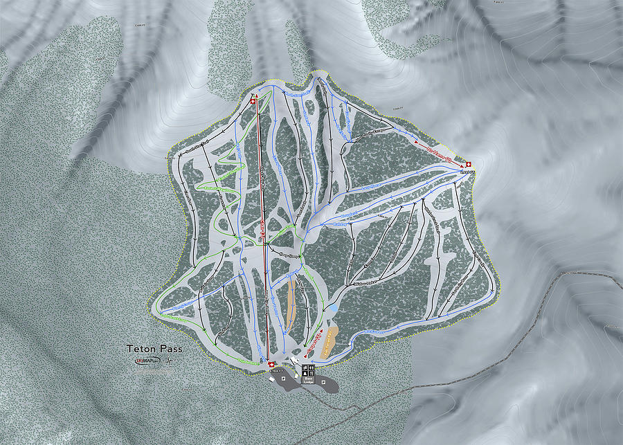 Teton Pass Ski Resort Map Digital Art by Powder Addicts - Fine Art America