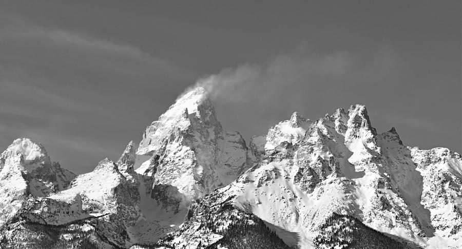 Tetons in Winter, Black and White Photograph by Dorrene BrownButterfield