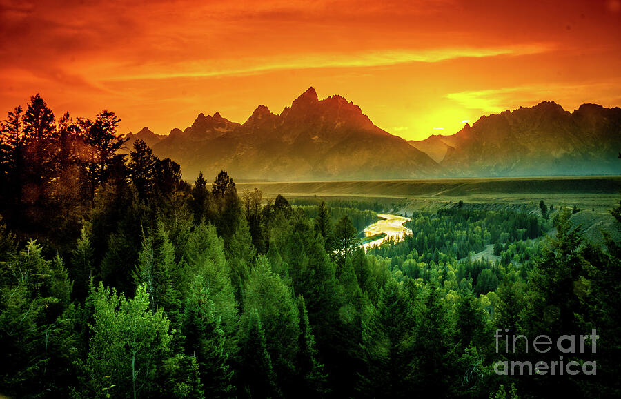 Mountain Photograph - Tetons Last Of Sunset by Robert Bales