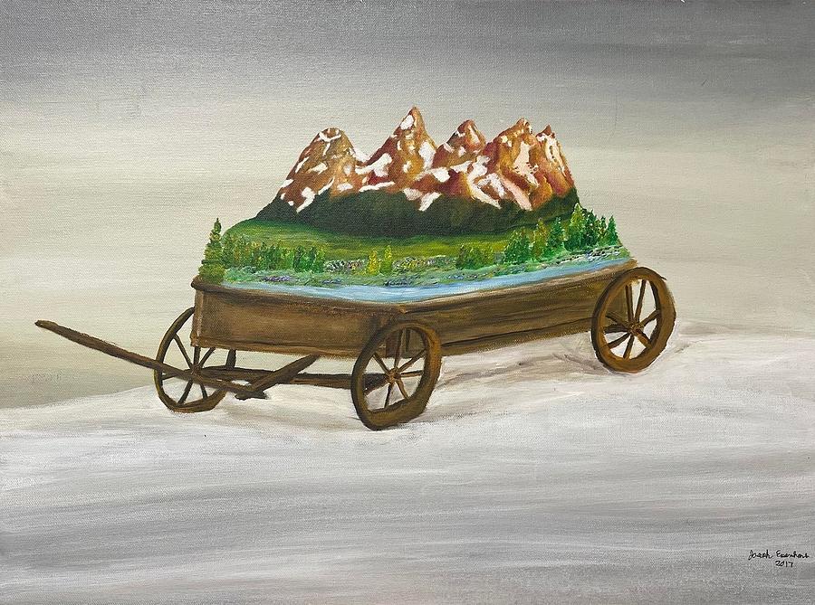 Tetons on a Wagon Painting by Joseph Eisenhart