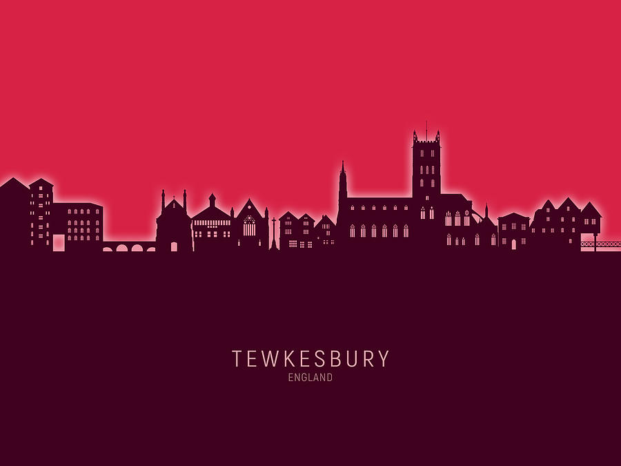 Tewkesbury England Skyline #01 Digital Art by Michael Tompsett