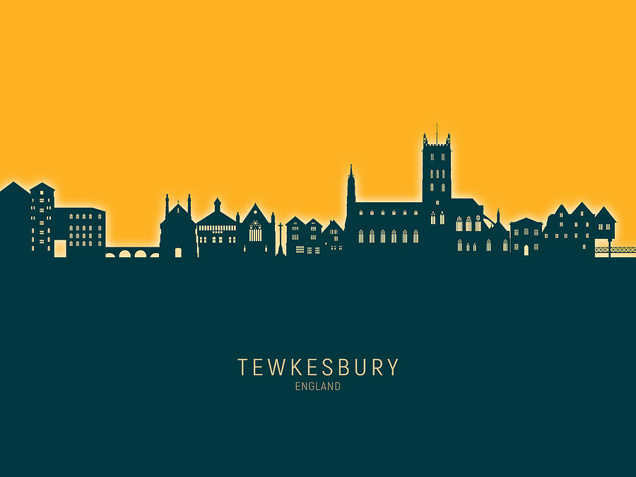 Tewkesbury England Skyline #02 Digital Art by Michael Tompsett