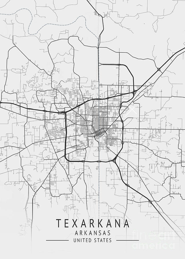 Texarkana Arkansas Us Gray City Map Digital Art By Tien Stencil Fine Art America 9453