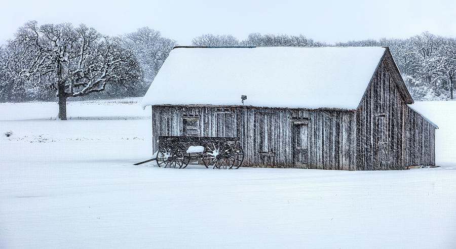 Texas Barn In Snow Photograph by JC Findley