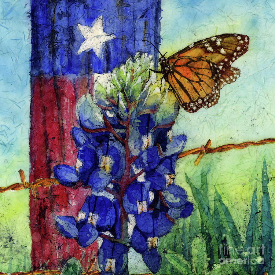 Texas Bluebonnet - Monarch Butterfly Painting