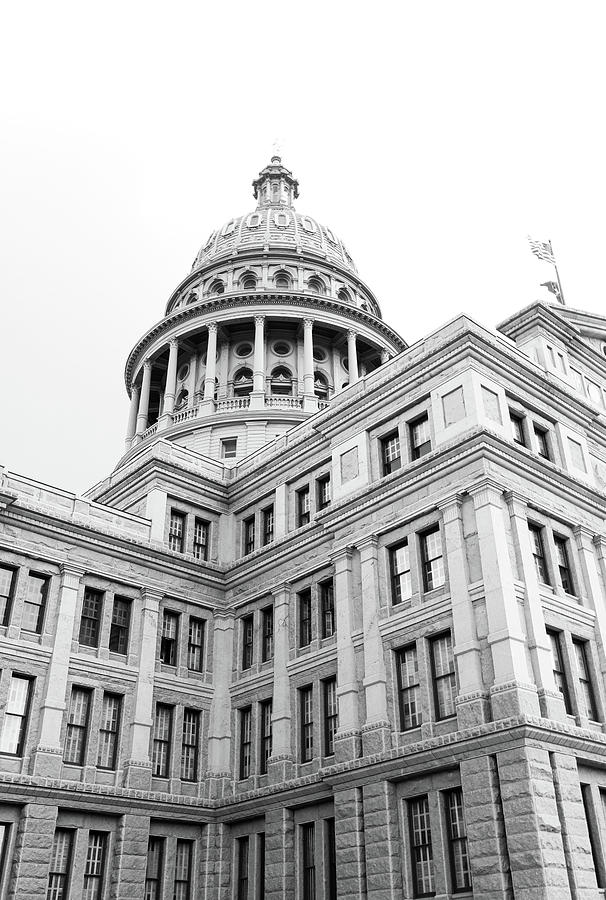 Texas Capitol Architecture Black And White Photograph by Dan Sproul