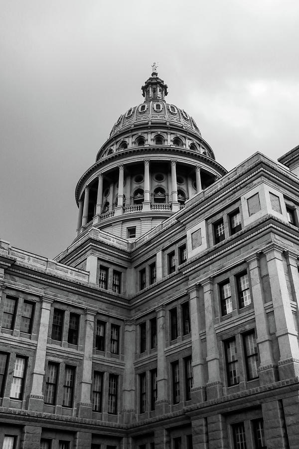 Black And White Photograph - Texas Capitol Building Black And White by Dan Sproul