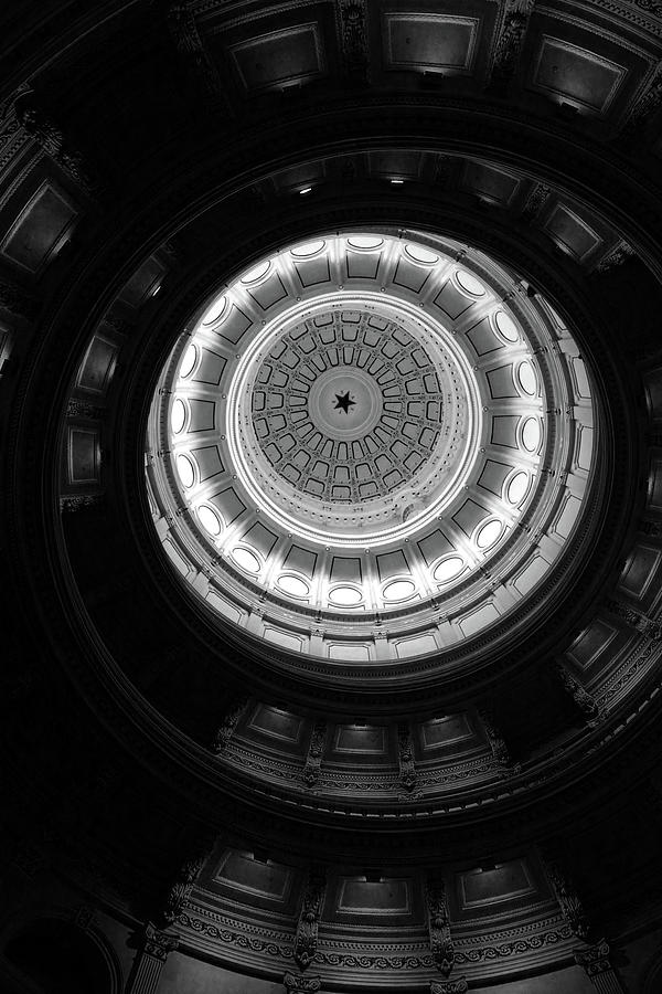 Texas Capitol Building Dome Black And White Photograph by Dan Sproul