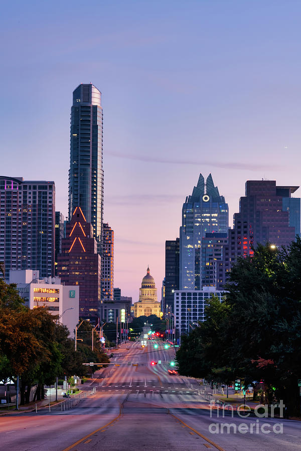 Texas Capitol from Austin SOCO Sunrise Vertical Photograph by Bee Creek Photography - Tod and Cynthia