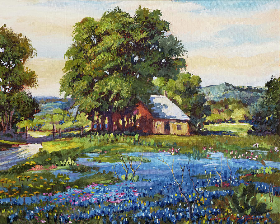 Texas Country Blue Painting by David Lloyd Glover
