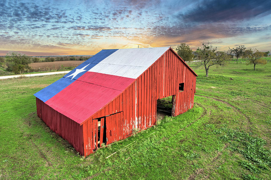 Texas Flag Barn Sunrise Photograph by JC Findley