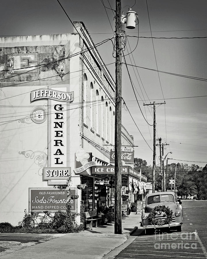 Texas Forgotten - Jefferson Gerneral Store - BW Photograph by Chris Andruskiewicz