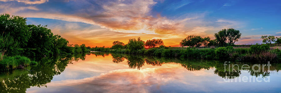 Texas Hill Country Sunset Panorama Photograph by Bee Creek Photography - Tod and Cynthia