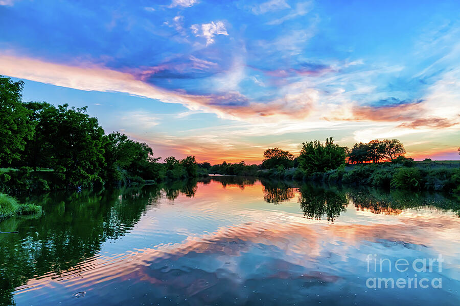 Texas River Images - Texas Hill Country Sunset 2  Photograph by Bee Creek Photography - Tod and Cynthia