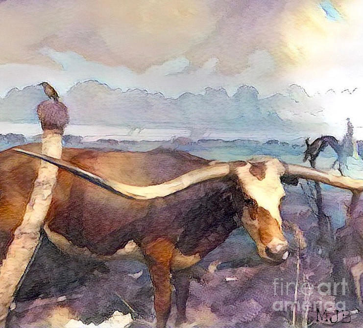 Texas Long Horn Mixed Media by Mindy Bench