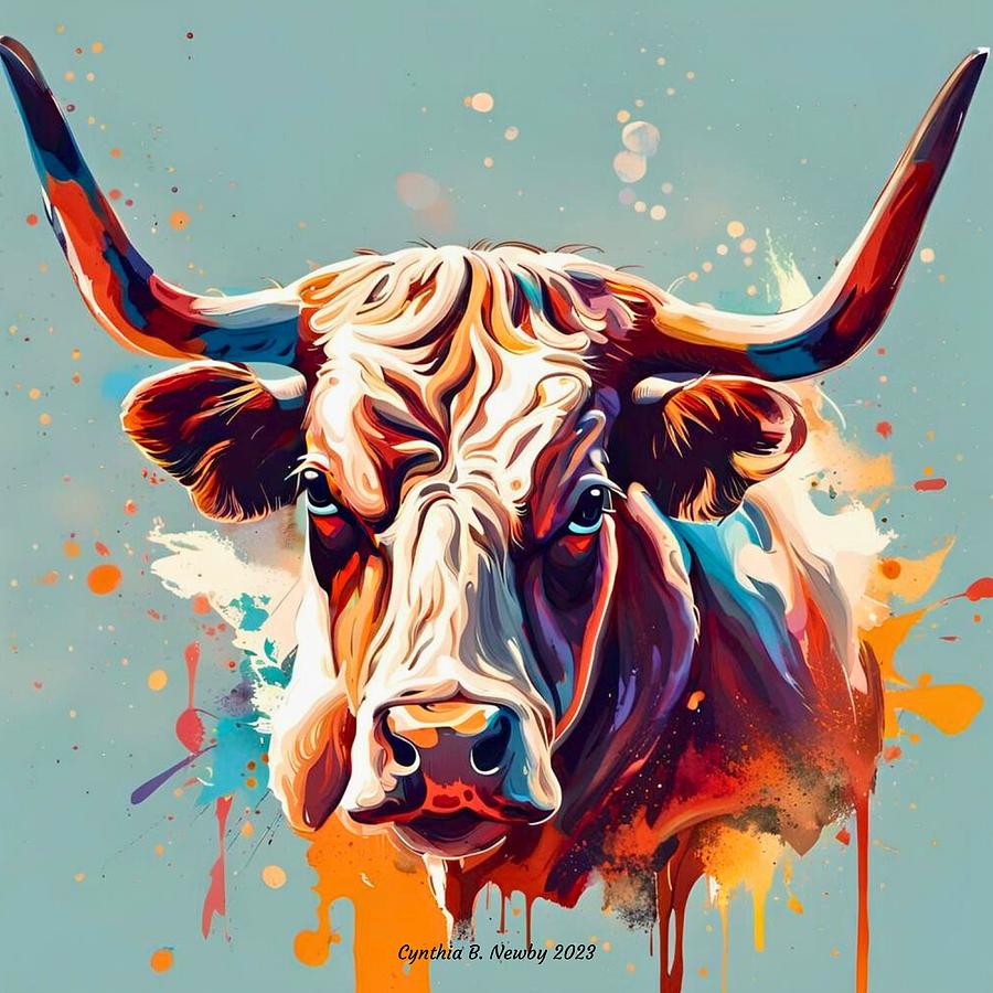 Texas Long-Horn Steer Digital Art by Cindy's Creative Corner - Fine Art ...