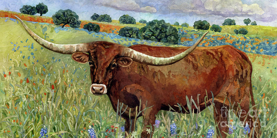 Texas Longhorn 2 - Front View Painting