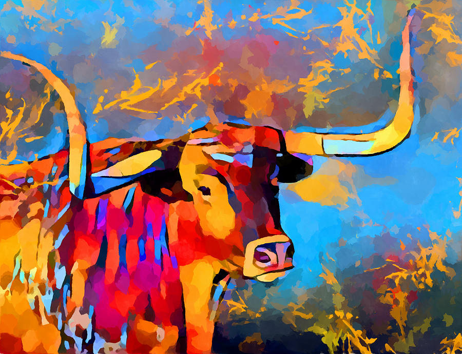 Nature Painting - Texas Longhorn 5 by Chris Butler
