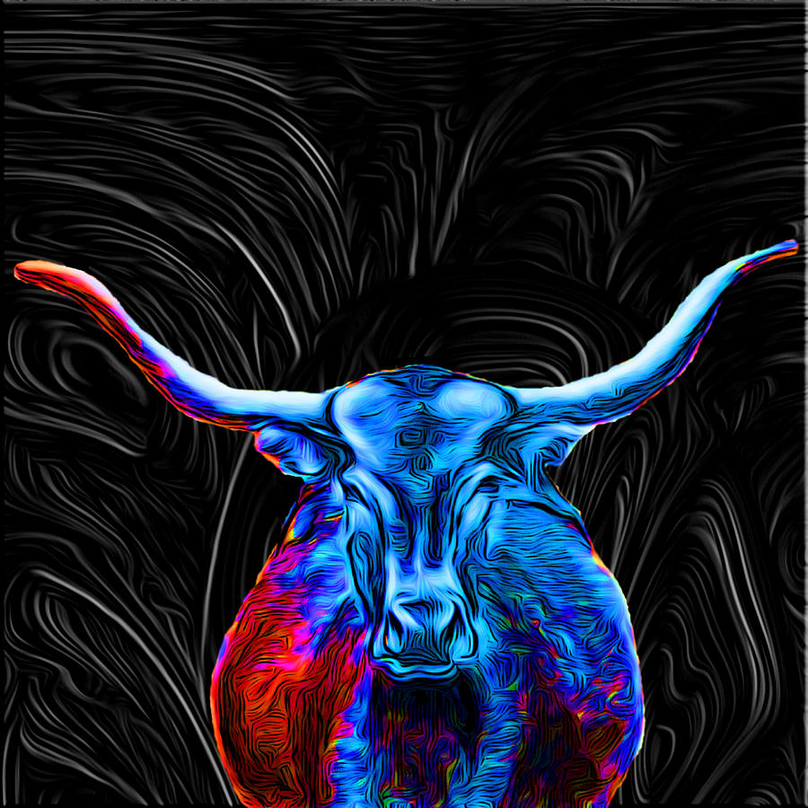 Texas Longhorn - Abstract Digital Art by Ronald Mills