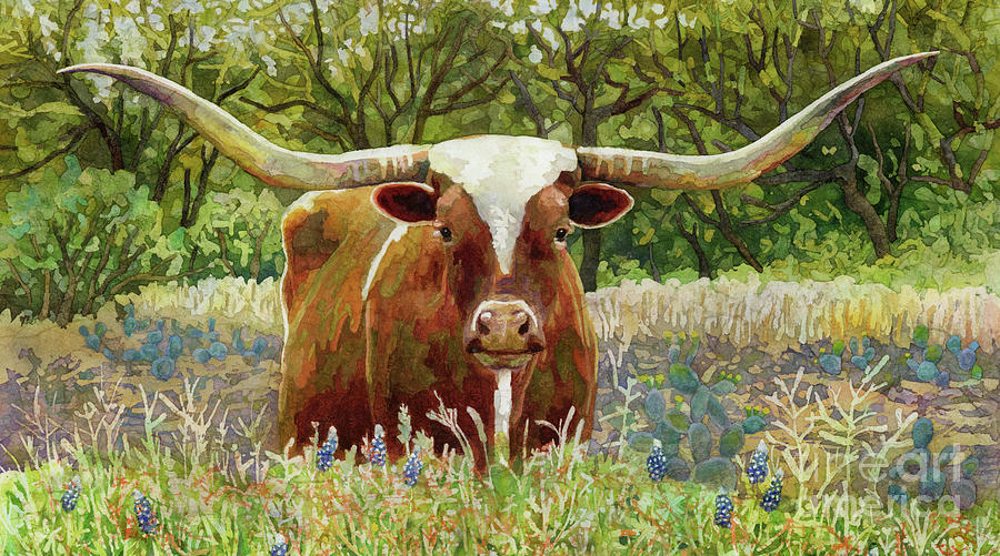 Texas Longhorn Front View Painting