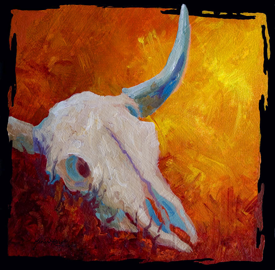 Longhorn Painting - Texas Longhorn Skull by Marion Rose