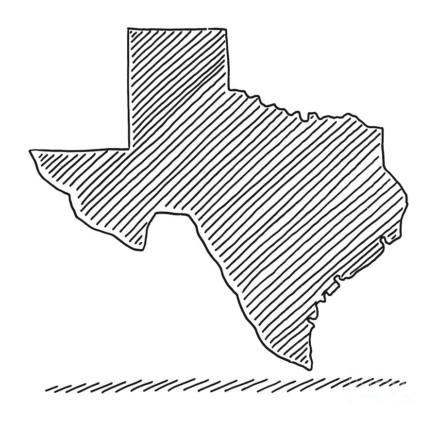 Texas Map Silhouette Drawing by Frank Ramspott