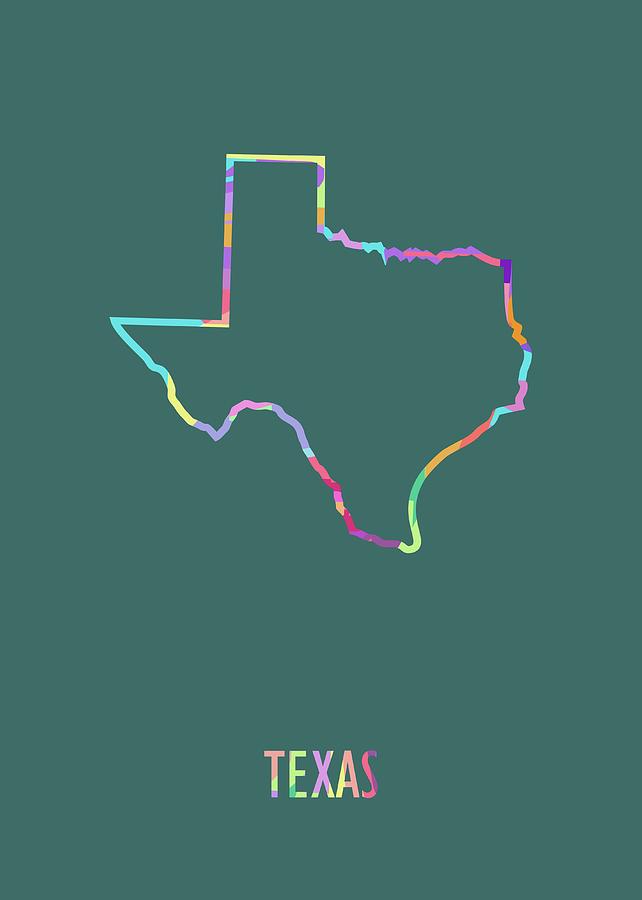 Texas Pop Art Map Green Bg Digital Art