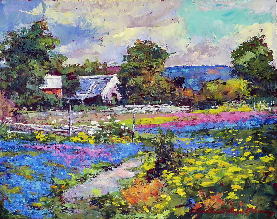  Texas Ranch Wildflowers Painting by David Lloyd Glover
