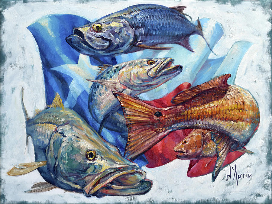 Trout Painting - Texas Slam by Tom Dauria