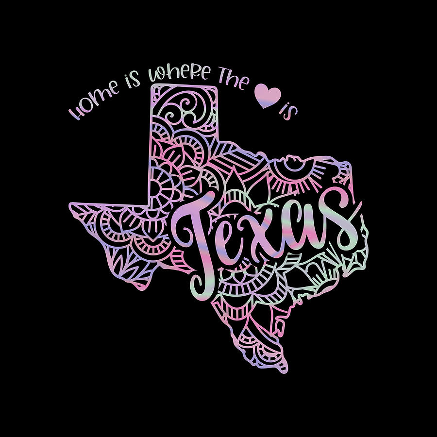 Texas State Holographic Mandala Maps Digital Art by Sambel Pedes