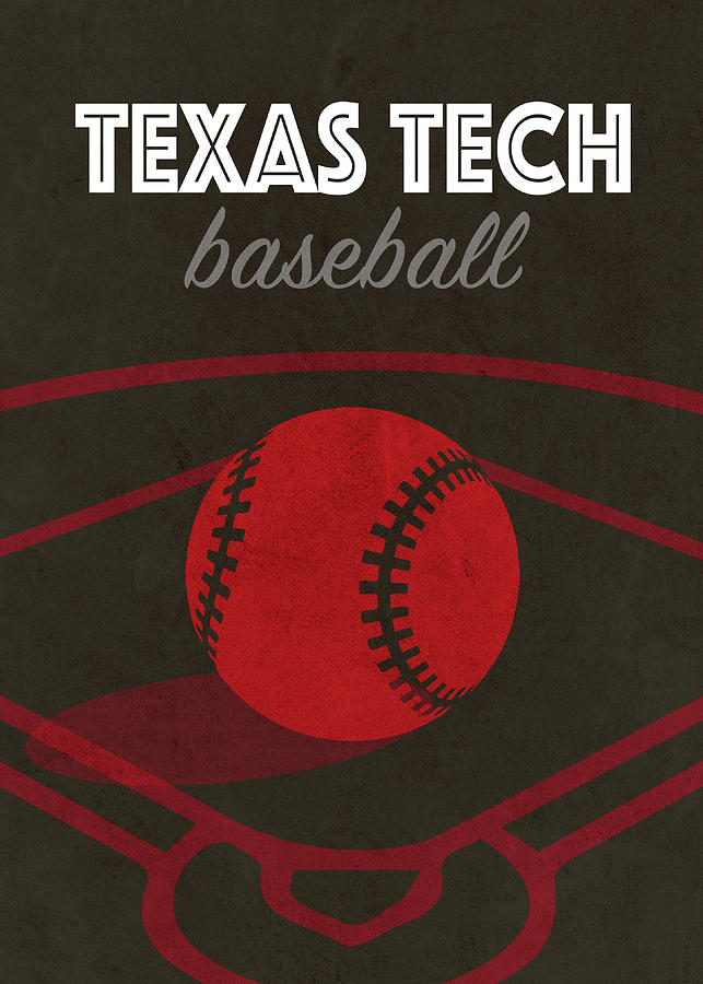 Texas Tech Mixed Media - Texas Tech College Baseball Sports Vintage Poster by Design Turnpike