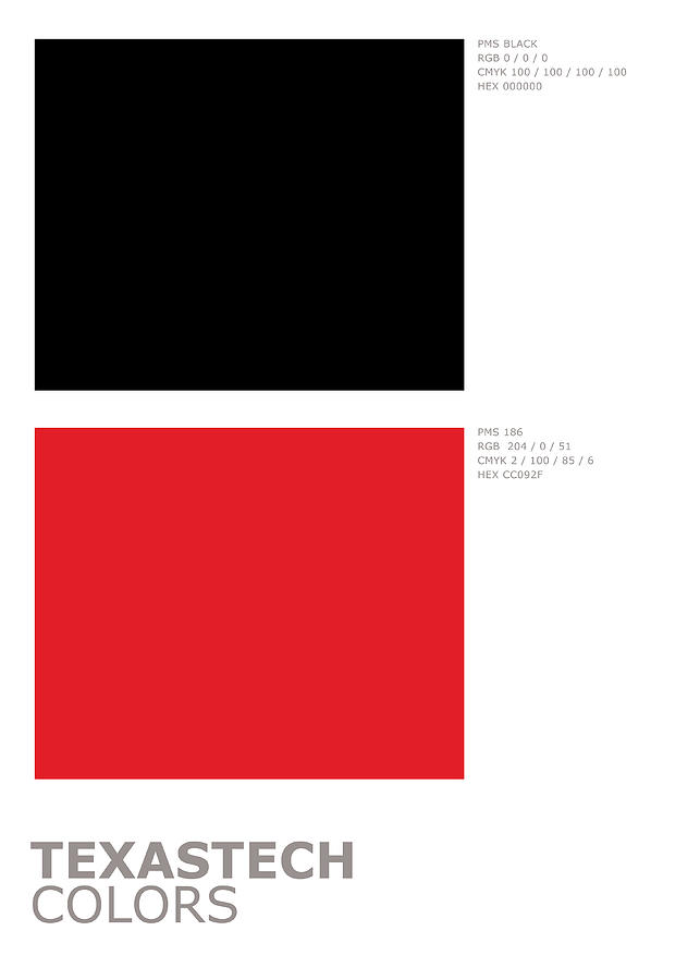 Sports Mixed Media - Texas Tech College Sports Team Official Colors Palette Minimalist by Design Turnpike
