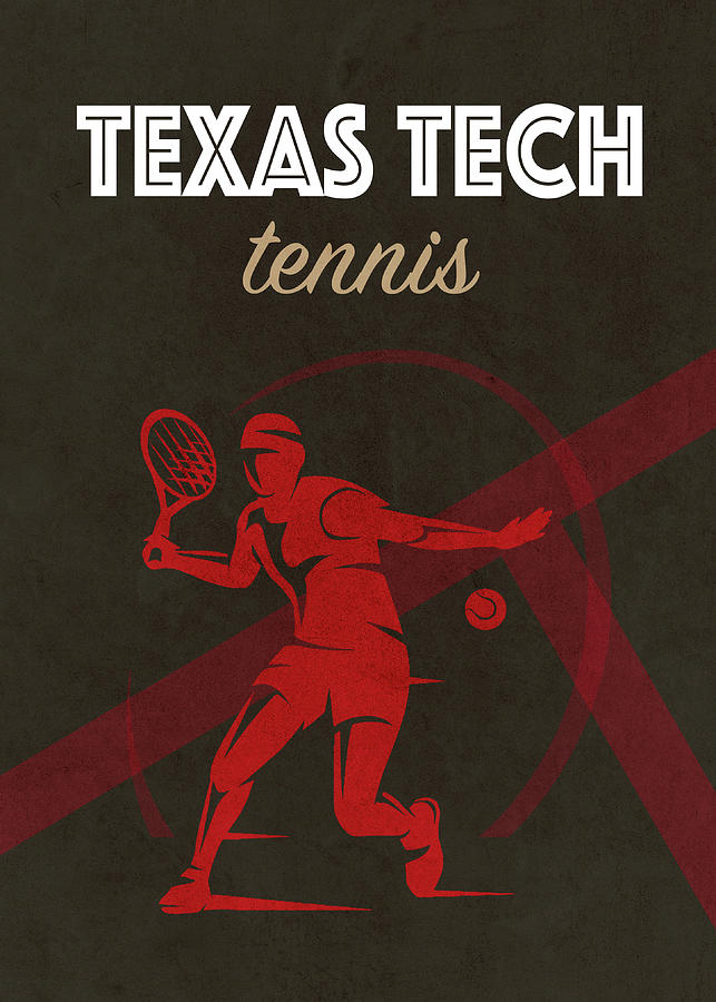 Tennis Mixed Media - Texas Tech Tennis College Sports Vintage Poster by Design Turnpike
