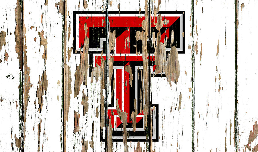 Vintage Mixed Media - Texas Tech University Vintage College Logo Peeling Barn Wood Paint by Design Turnpike