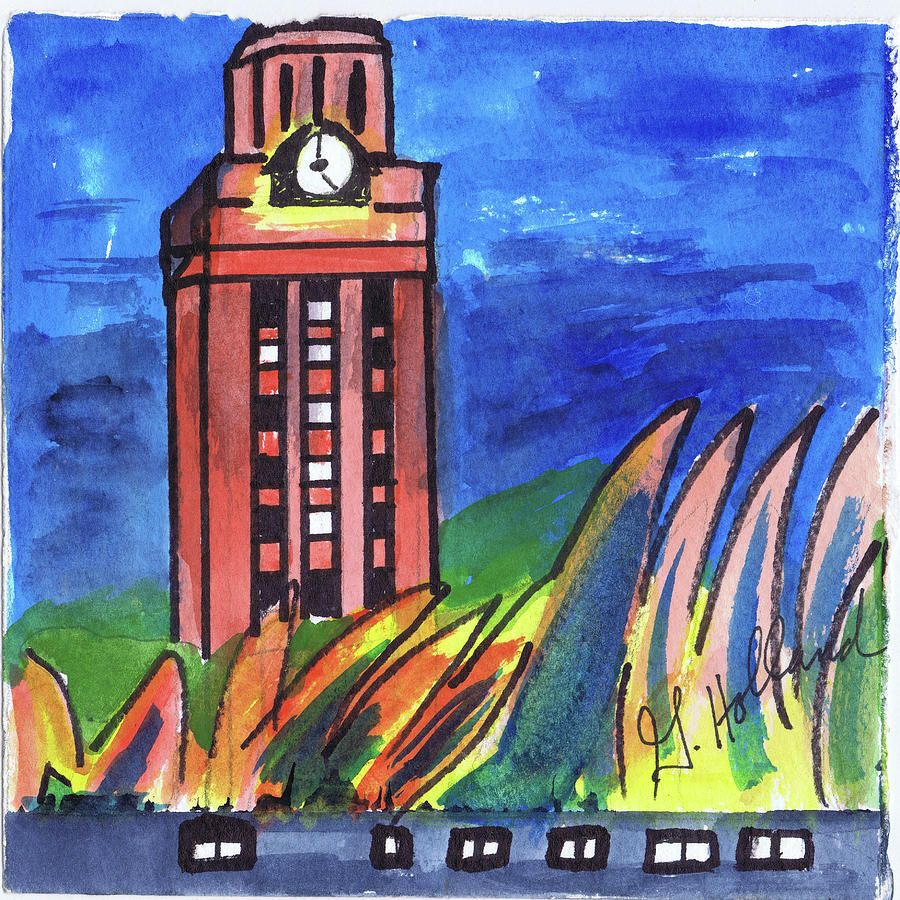 Texas UT Tower Painting by Genevieve Holland