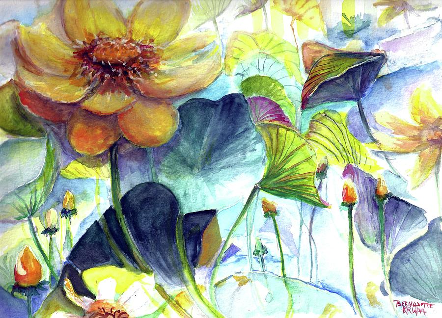 Texas Water Lilies Painting by Bernadette Krupa