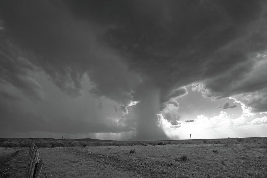 Texas Waterfall - Microburst Storm In Black And White Photograph