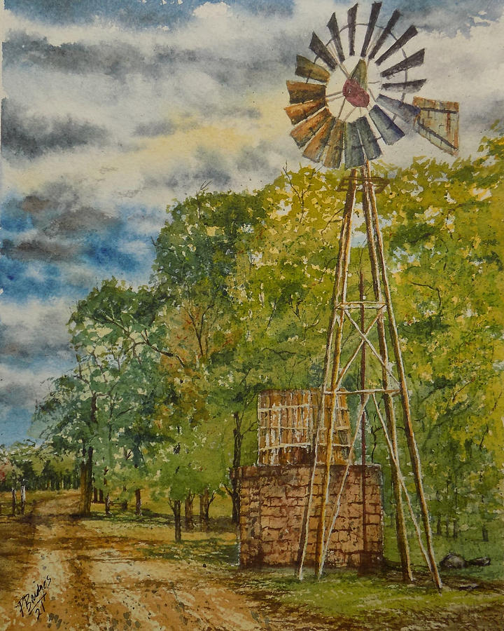 Texas Windmil Painting by Paula Bridges - Fine Art America