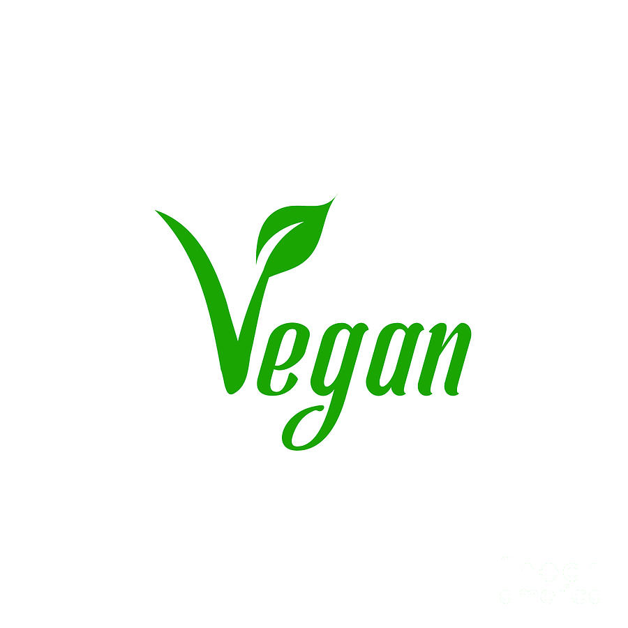 Text vegan with symbol- The V-label- V with a leaf originated with the ...