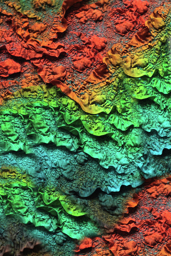 Textile Abstract Rainbow Waves Tapestry - Textile by Marina Shkolnik
