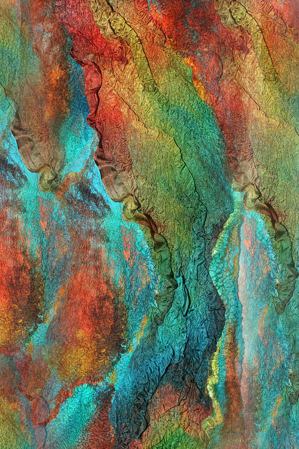 Textile Abstract Rusty Turquoise Tapestry - Textile by Marina Shkolnik