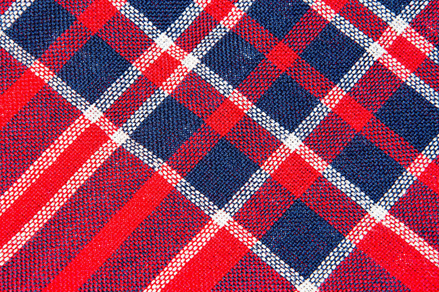 Texture Of Red And Blue A Checkered Woolen Fabric Photograph