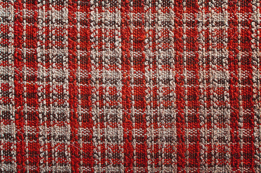 Texture Of Red Tartan Fabric Useful As A Background Photograph