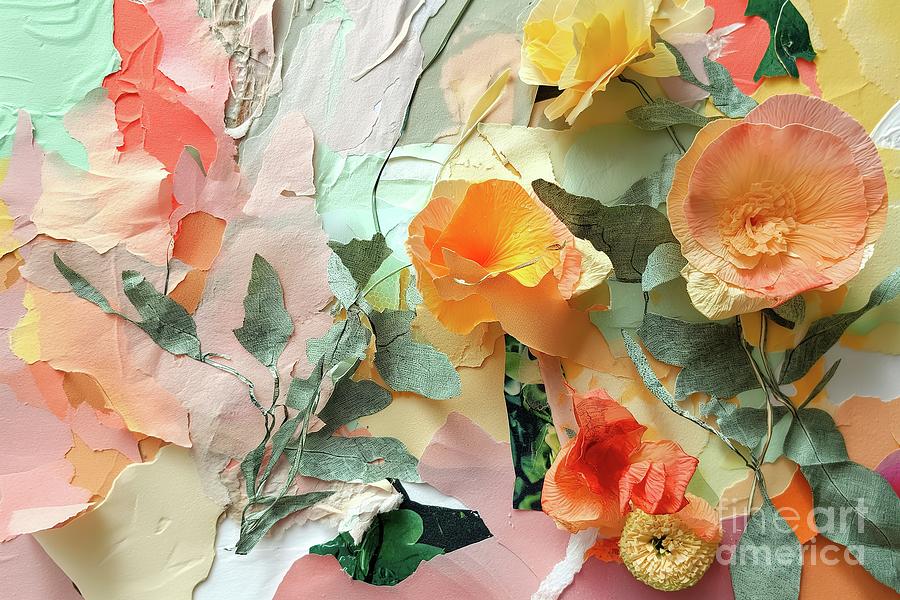 Textured floral paper artwork display Photograph by Joaquin Corbalan