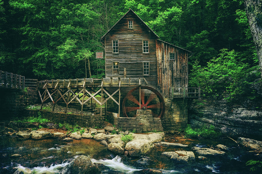 Textured Glade Creek Grist Mill Photograph by Dan Sproul
