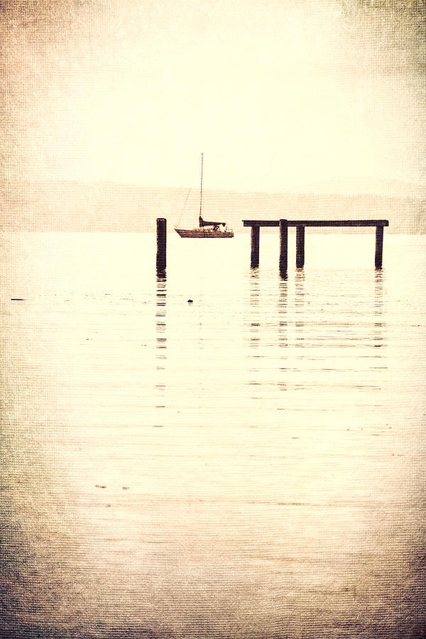 Vintage Photograph - Textured Lone Boat  by Dan Sproul
