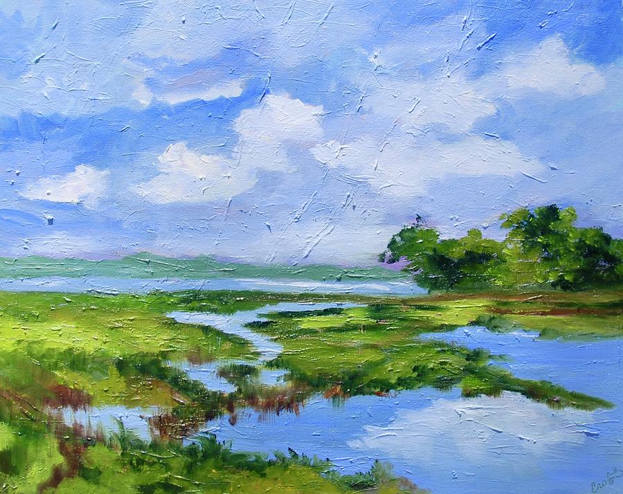 Textured Marsh Painting by Rebecca Croft - Fine Art America